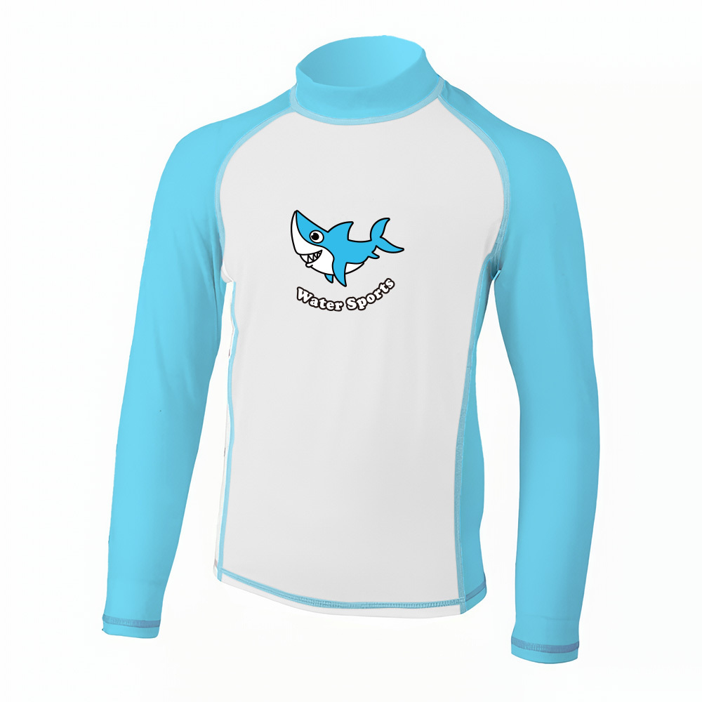 兒童角色造型游泳防曬上衣 UPF50+ - 白/藍