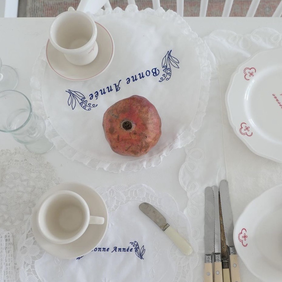 《4487》ins 法語刺繡餐墊