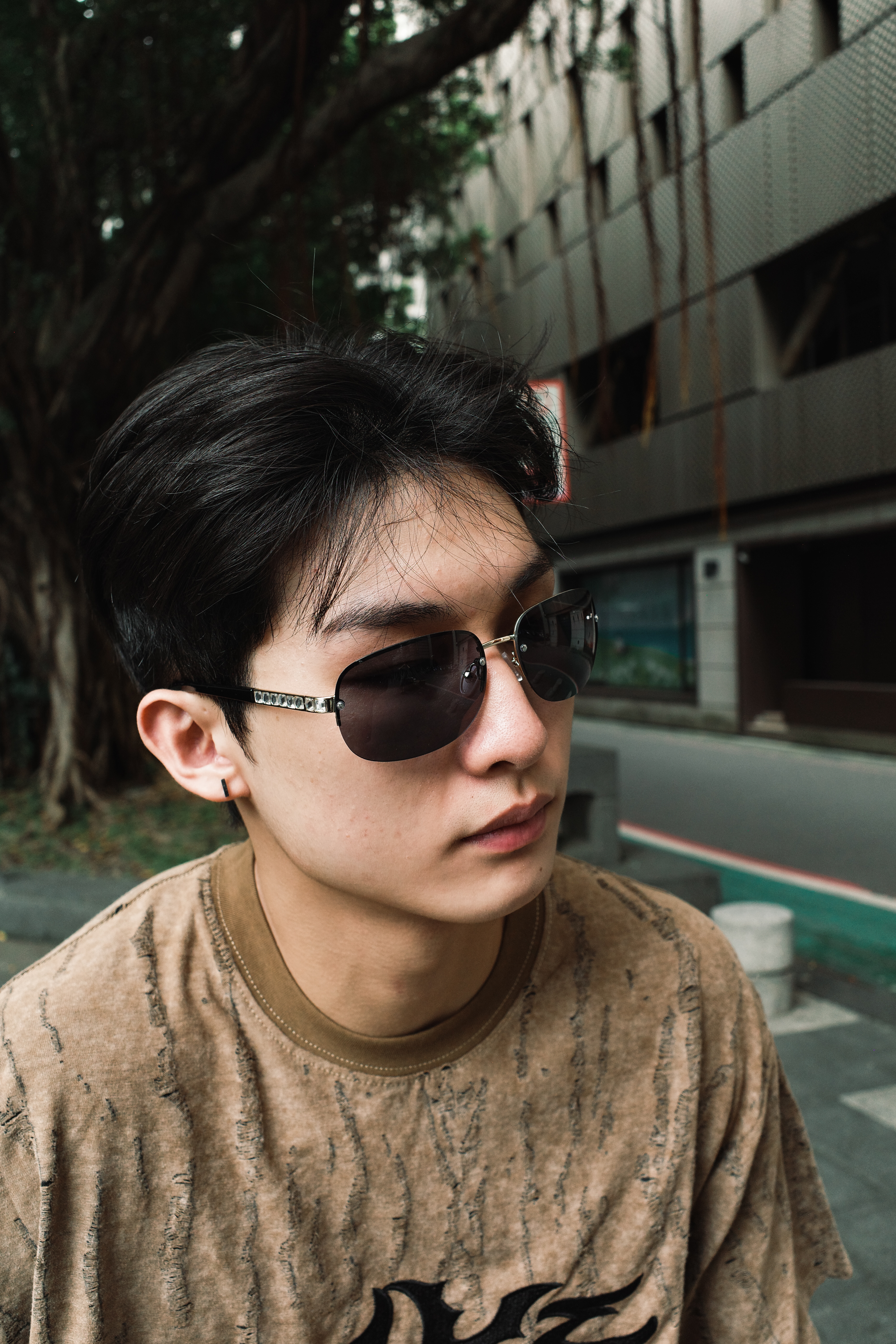 『Always_Good』無框 橢圓鏡片 鑲鑽 墨鏡 太陽眼鏡