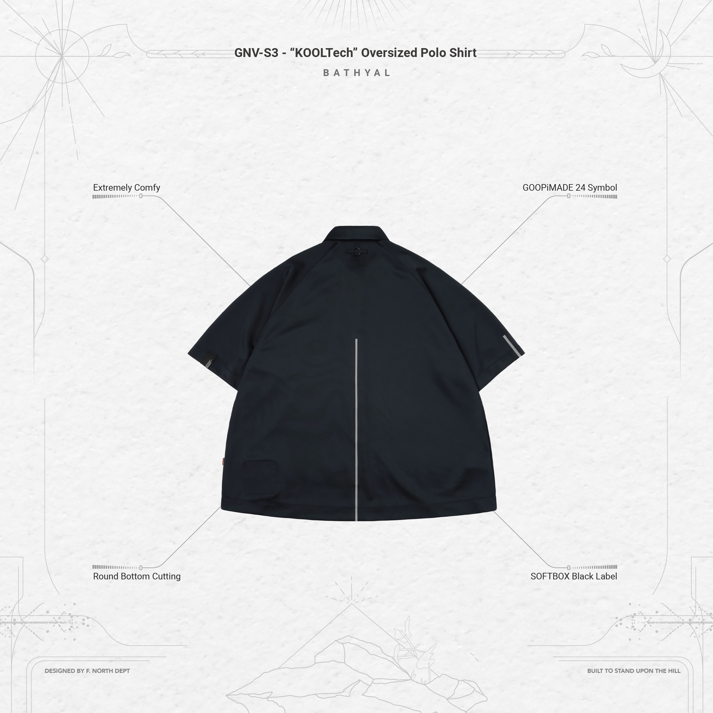 トップス GOOPi MADE  Oversized Polo Shirt Bathyal GOOPi MADE Oversized Polo Shirt Bathyal