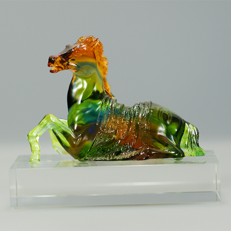 鹿港窯禮品館│琉璃 馬 擺飾 小歇(臥馬) 辦公桌裝飾品 高檔禮品