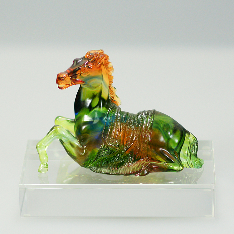 鹿港窯禮品館│琉璃 馬 擺飾 小歇(臥馬) 辦公桌裝飾品 高檔禮品