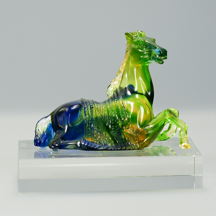 鹿港窯禮品館│琉璃 馬 擺飾 小歇(臥馬) 辦公桌裝飾品 高檔禮品