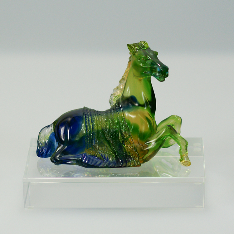 鹿港窯禮品館│琉璃 馬 擺飾 小歇(臥馬) 辦公桌裝飾品 高檔禮品