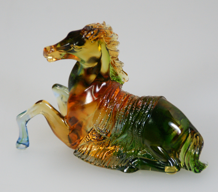 鹿港窯禮品館│琉璃 馬 擺飾 小歇(臥馬) 辦公桌裝飾品 高檔禮品