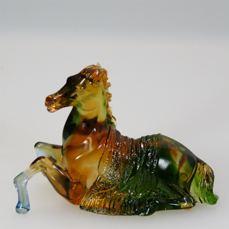 鹿港窯禮品館│琉璃 馬 擺飾 小歇(臥馬) 辦公桌裝飾品 高檔禮品