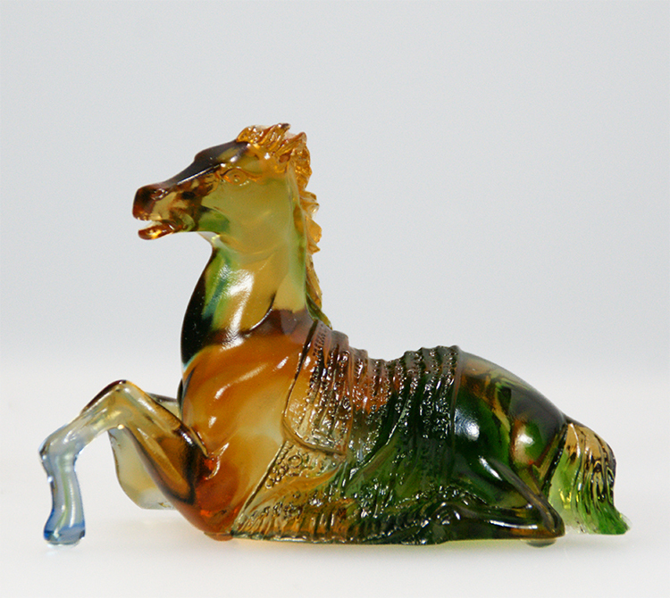 鹿港窯禮品館│琉璃 馬 擺飾 小歇(臥馬) 辦公桌裝飾品 高檔禮品