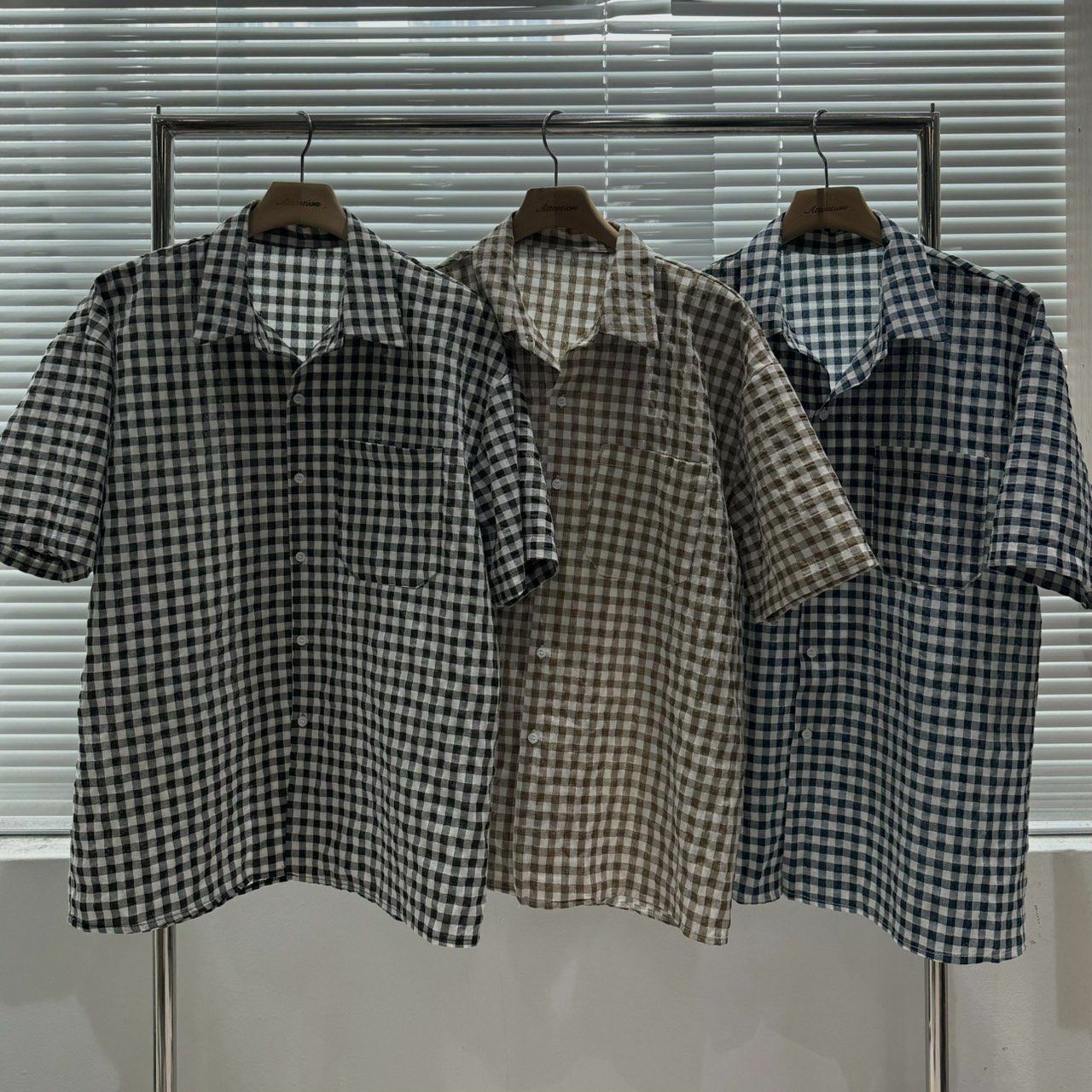 格仔短袖恤衫 BY ATTENTION-228S