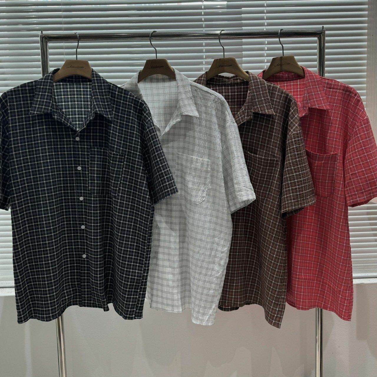 格仔短袖恤衫 BY ATTENTION-229S