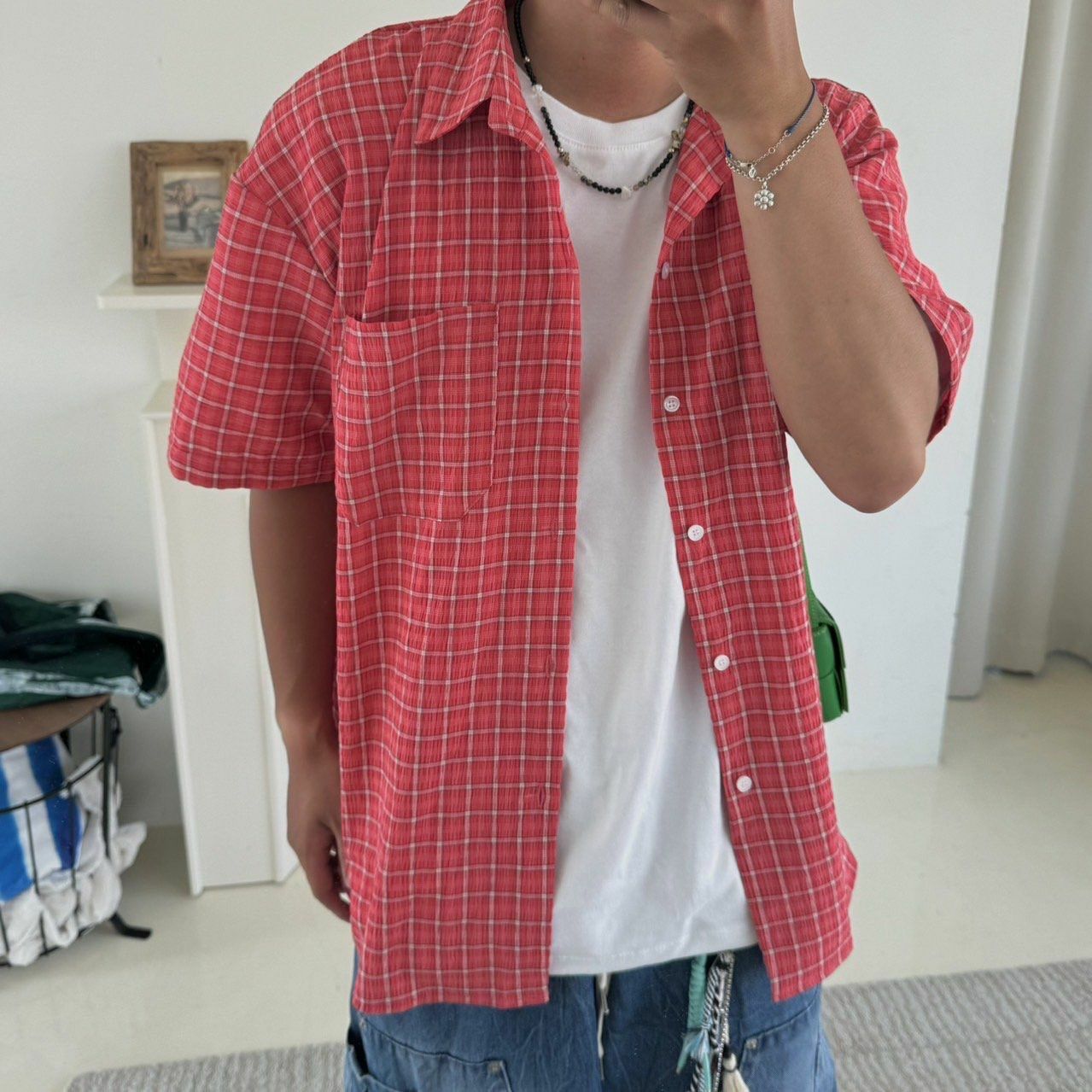 格仔短袖恤衫 BY ATTENTION-229S