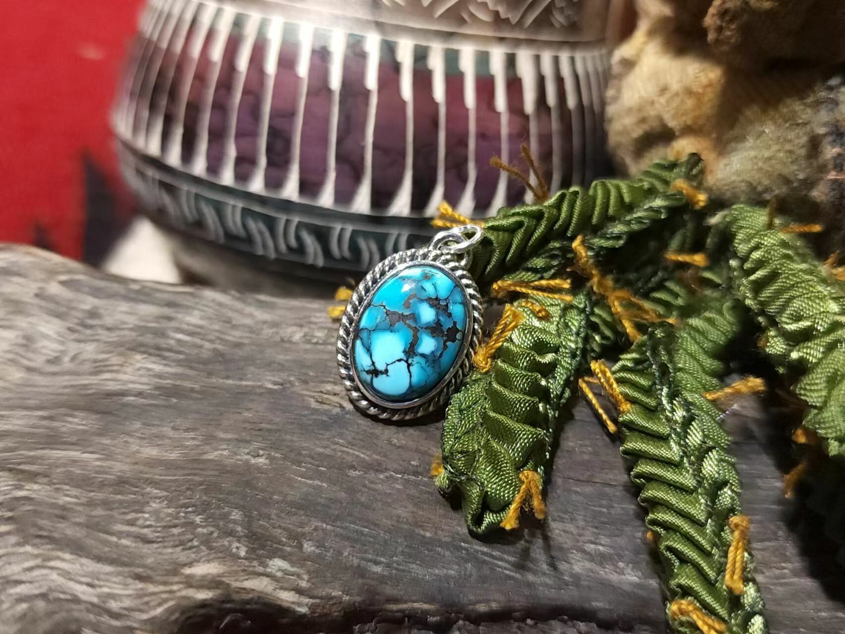 *Black Venom Jewelry- Freedom & Prayer Lone Mountain 銀繩松石吊墜