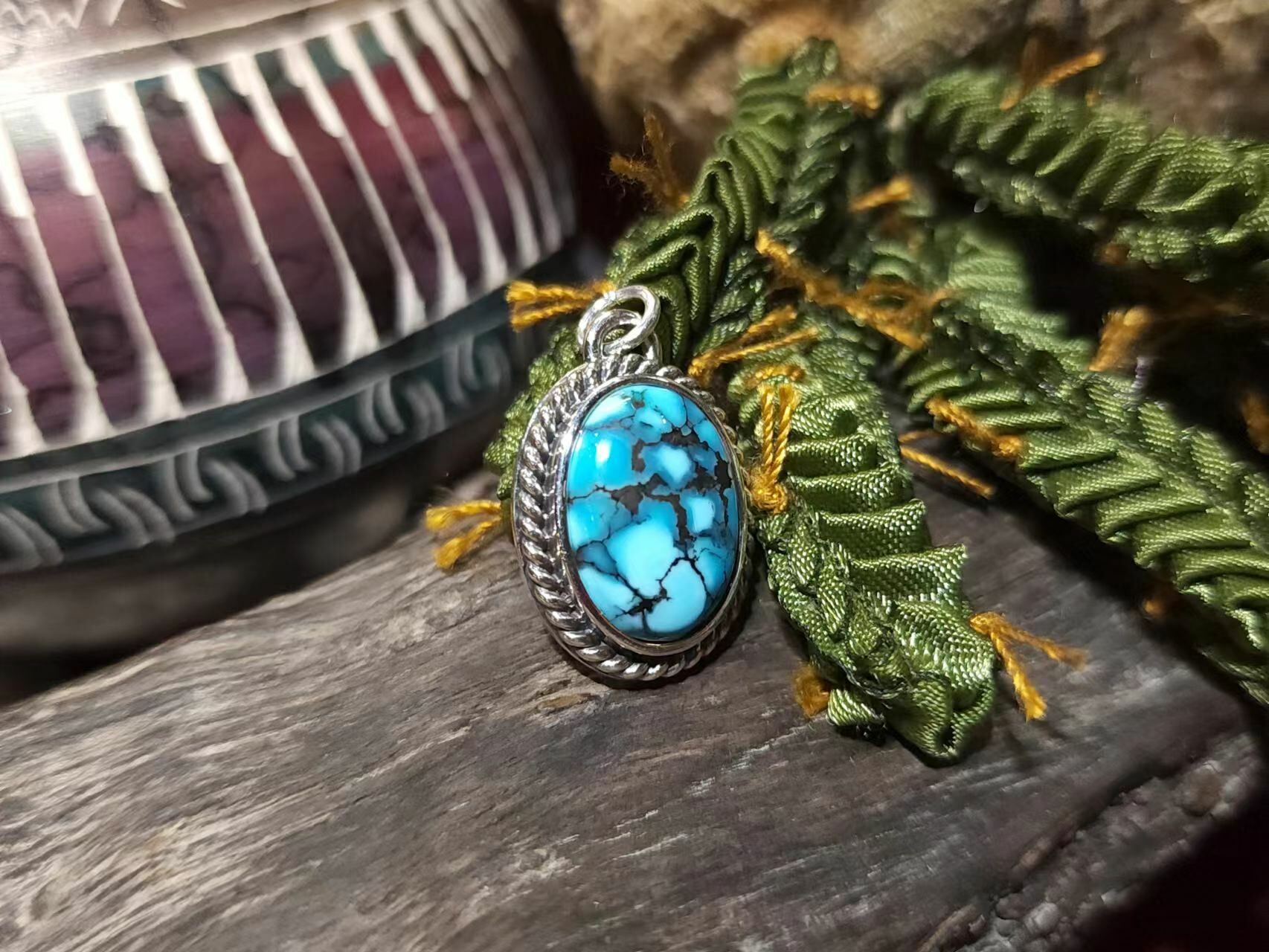 *Black Venom Jewelry- Freedom & Prayer Lone Mountain 銀繩松石吊墜