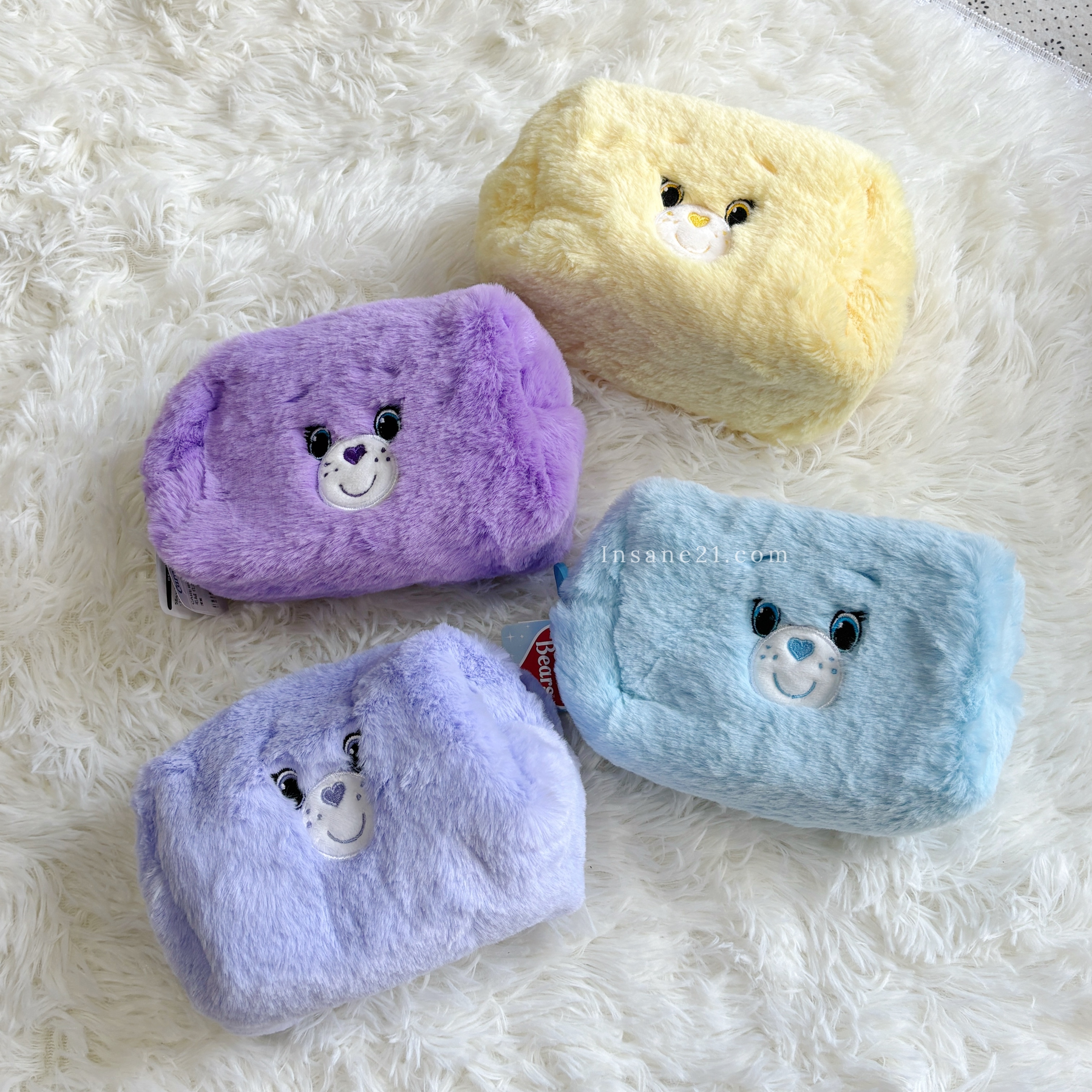 CARE BEARS 彩虹熊 長毛毛絨 化妝包 收納包 小包 8色 代購