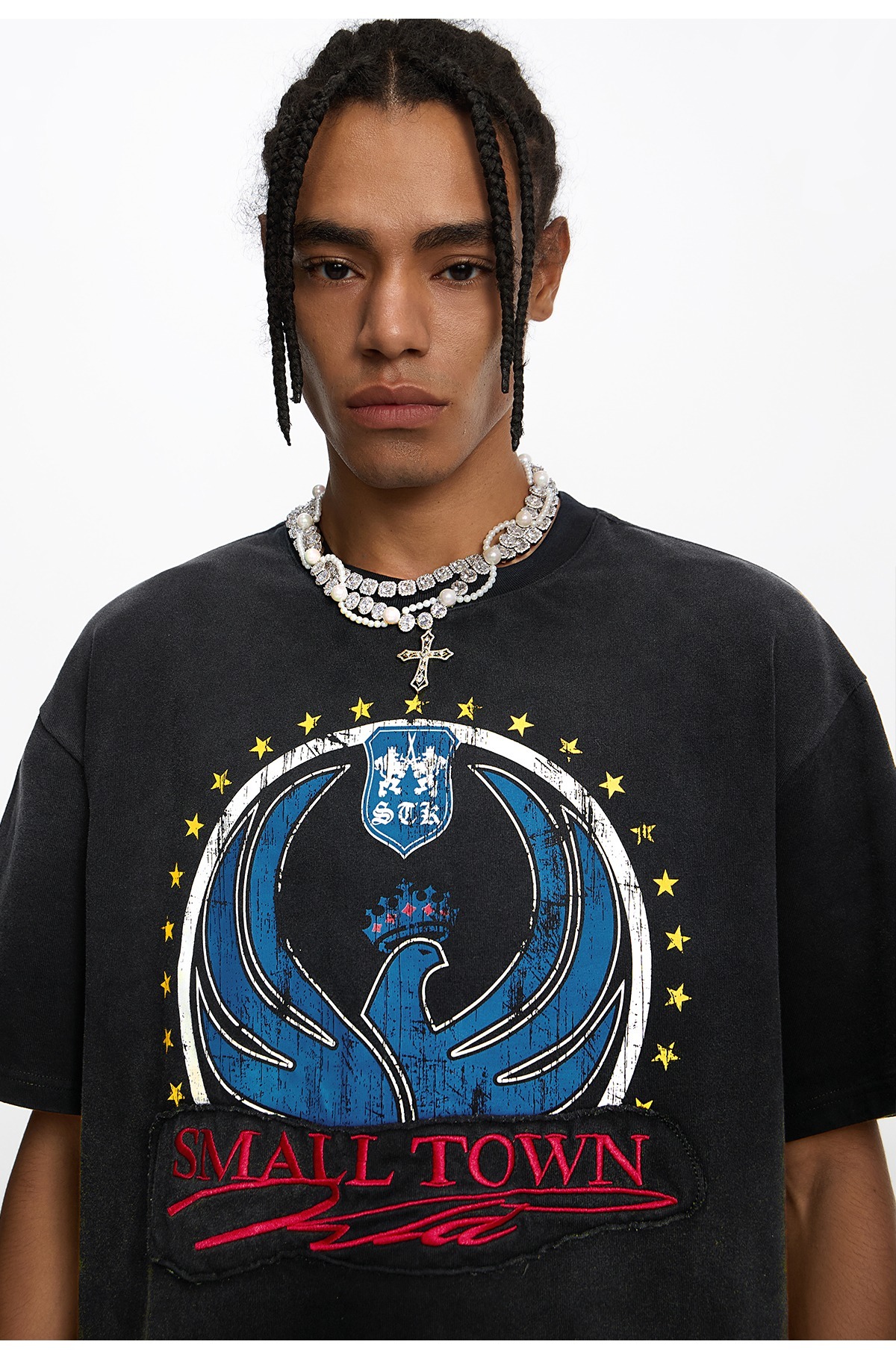 STK SmallTownKid  水洗作舊 老鷹印花 短袖 T恤