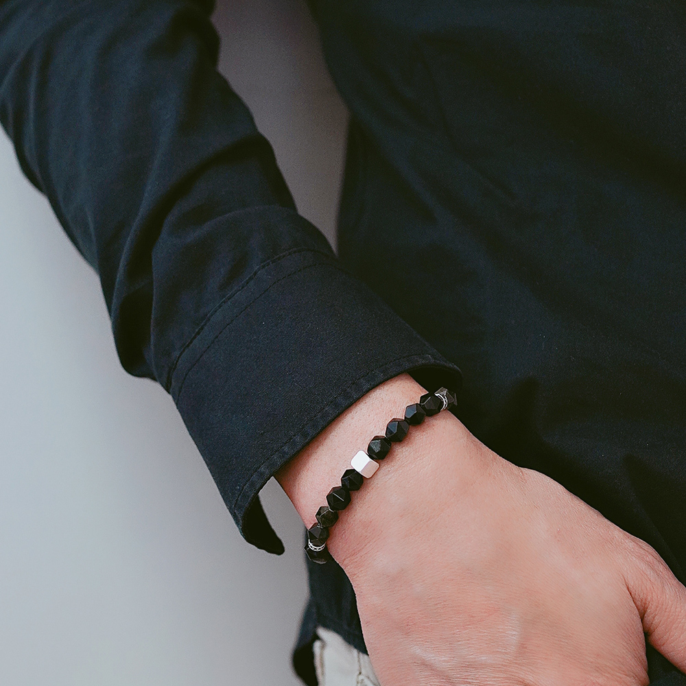 金曜石曠野純銀手鍊/SB075| 男生水晶手鏈 避邪 招財水晶串珠 防小人 個性時尚 男士禮物 男生串珠 男生聖誕禮物