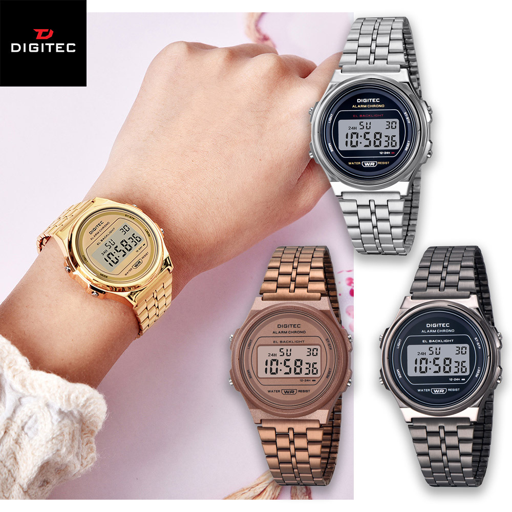 【DIGITEC 數碼科技】MDG-6063R 休閒不鏽鋼多功能防水電子錶