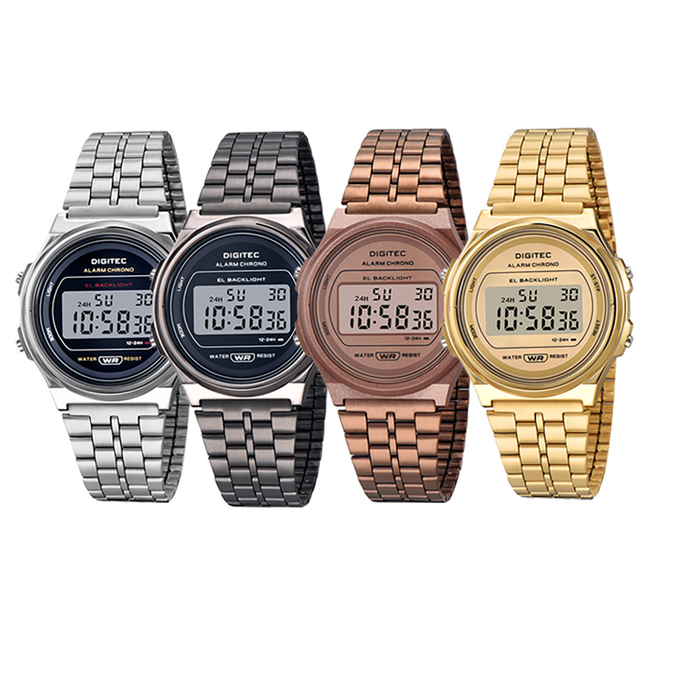 【DIGITEC 數碼科技】MDG-6063R 休閒不鏽鋼多功能防水電子錶