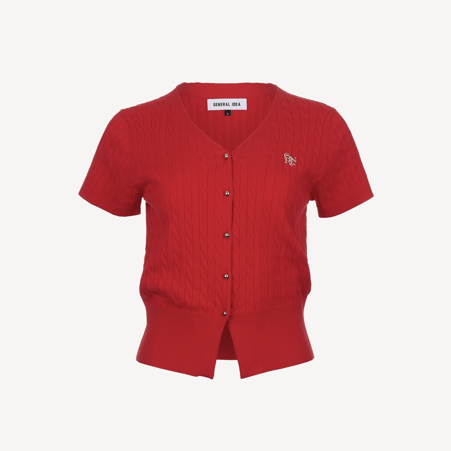 [GENERAL IDEA] TENCEL V-NECK CABLE CARDIGAN