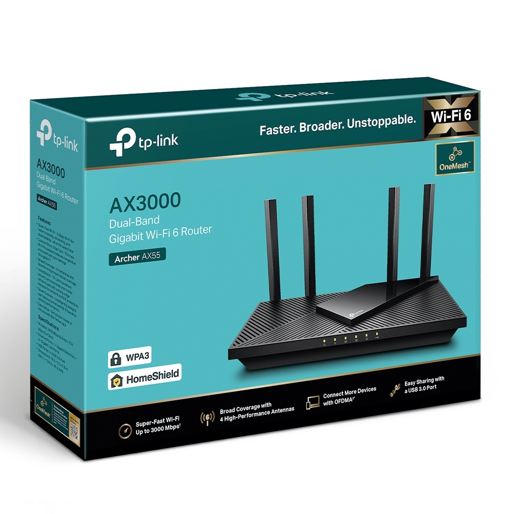 TP-Link Archer AX55 AX3000 雙頻 Dual Band Gigabit Wi-Fi 6+ EasyMesh Router 路由器