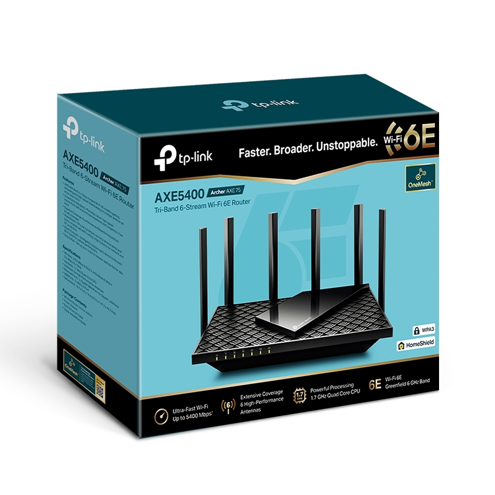 TP-Link Archer AXE75 AXE5400 三頻 Wi-Fi 6E 路由器