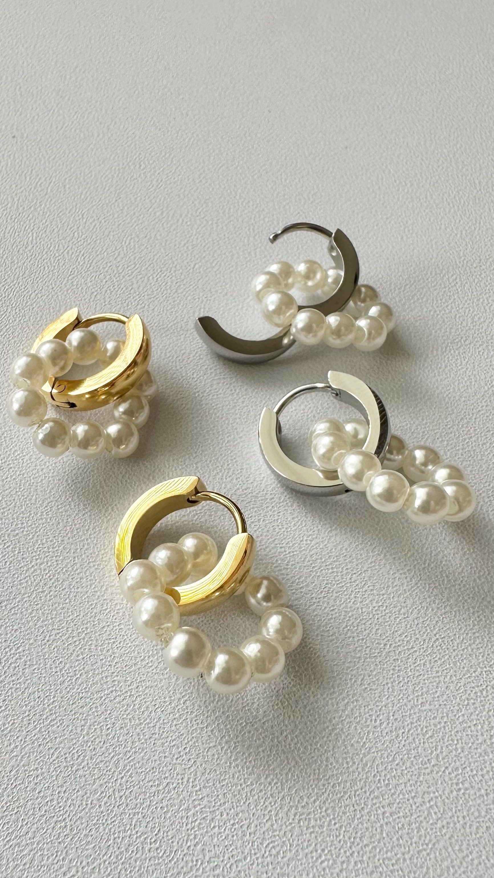 SS 2WAY circle pearl hoop pierce