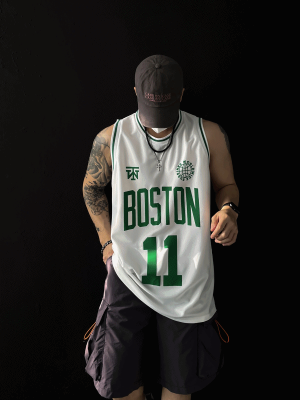 波士頓配色寬鬆運動背心