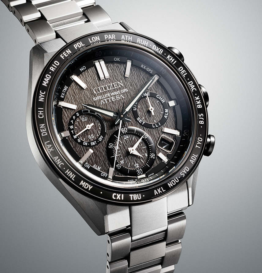 萬年鐘錶 - Citizen 星辰錶  ATTESA  太空感髮絲紋面盤鈦金屬光動能GPS衛星對時男錶 CC4058-67X  錶徑44.6MM