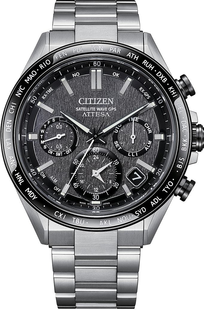 萬年鐘錶 - Citizen 星辰錶  ATTESA  太空感髮絲紋面盤鈦金屬光動能GPS衛星對時男錶 CC4058-67X  錶徑44.6MM