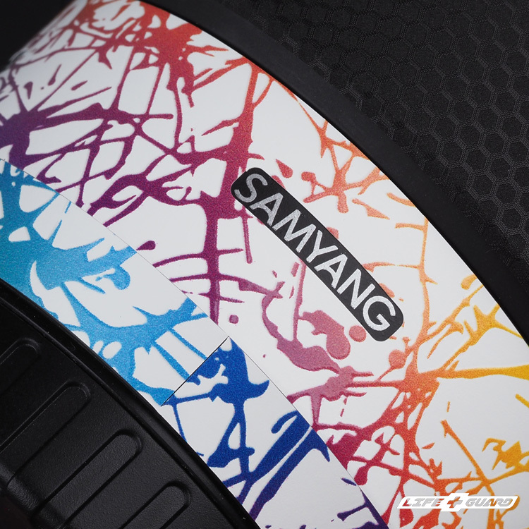 LIFE+GUARD SAMYANG AF 75mm F1.8 貼膜質感特寫，LIFE+GUARD 設計風格