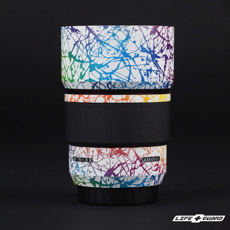 LIFE+GUARD 鏡頭貼膜安裝示意，適用 SAMYANG AF 75mm F1.8