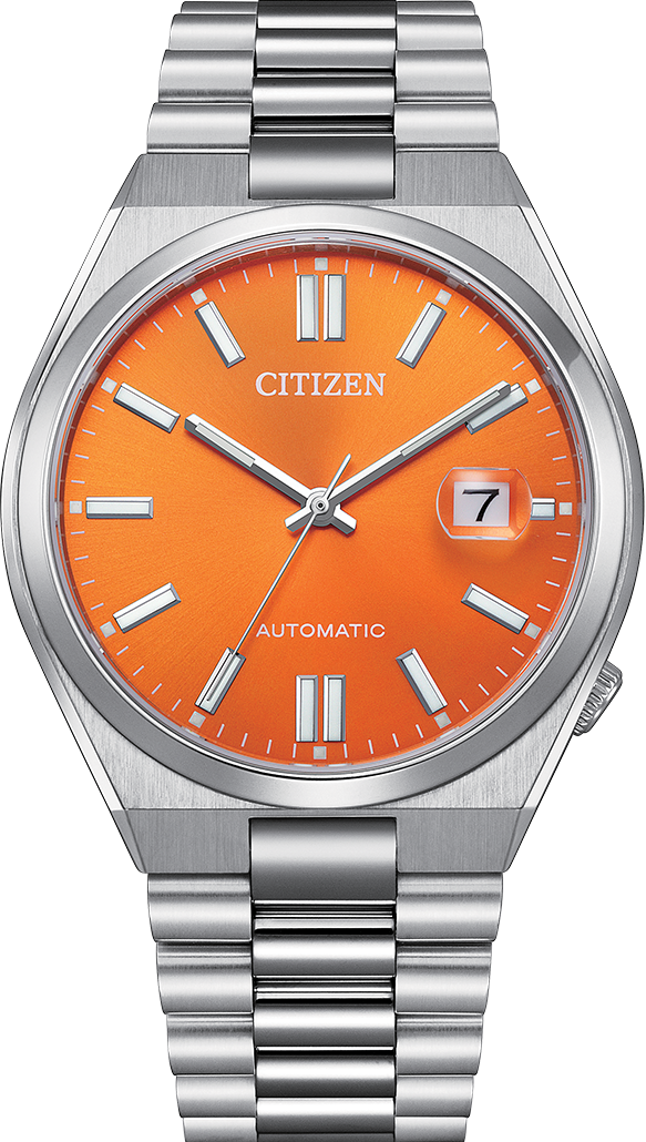 萬年鐘錶 - Citizen 星辰錶 晴空萬里橙色面盤自動上鍊機械男錶 NJ0151-88Z  錶徑40MM