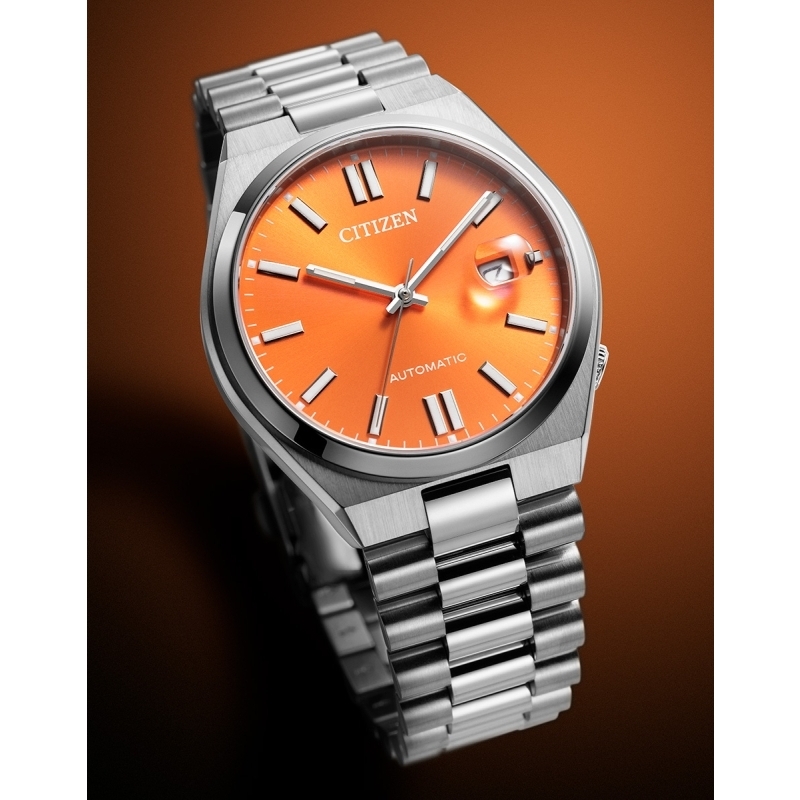 萬年鐘錶 - Citizen 星辰錶 晴空萬里橙色面盤自動上鍊機械男錶 NJ0151-88Z  錶徑40MM