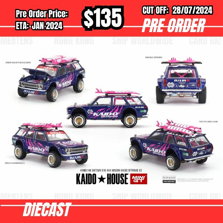 PO-$135 * Mini GT* x Kaido House KHMG149 Datsun 510  4x4 Wagon Kaido Offroad V2 [OD15/07]