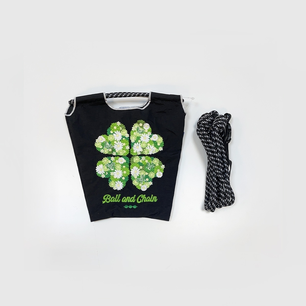 Ball＆Chain 刺繡環保購物袋 S號 - 黑 (30122601)