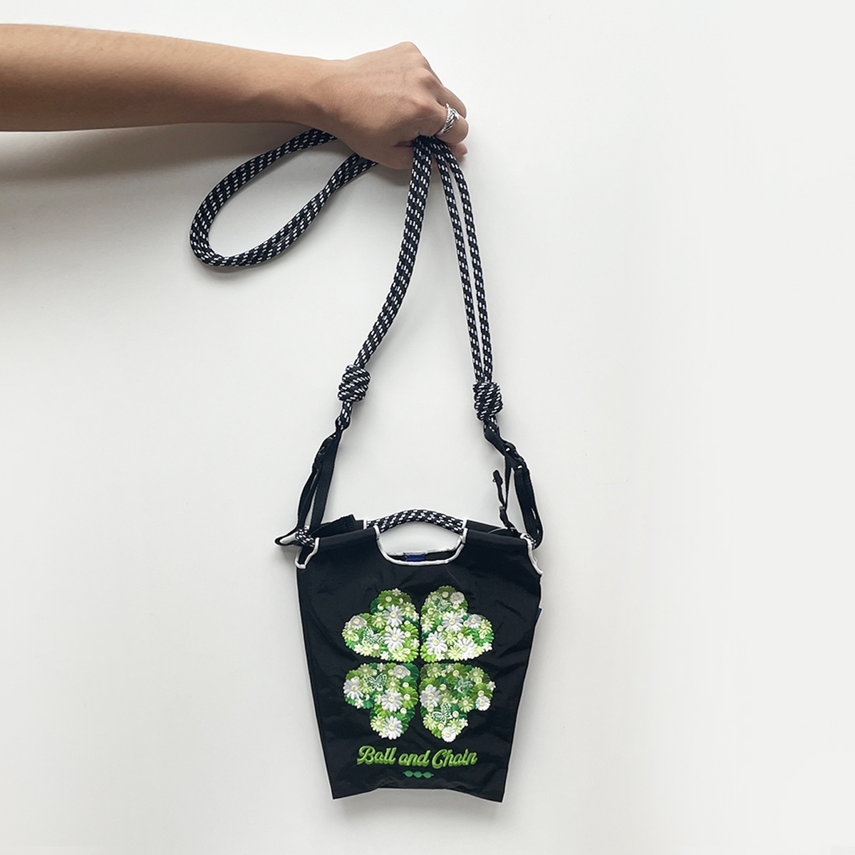 Ball＆Chain 刺繡環保購物袋 S號 - 黑 (30122601)