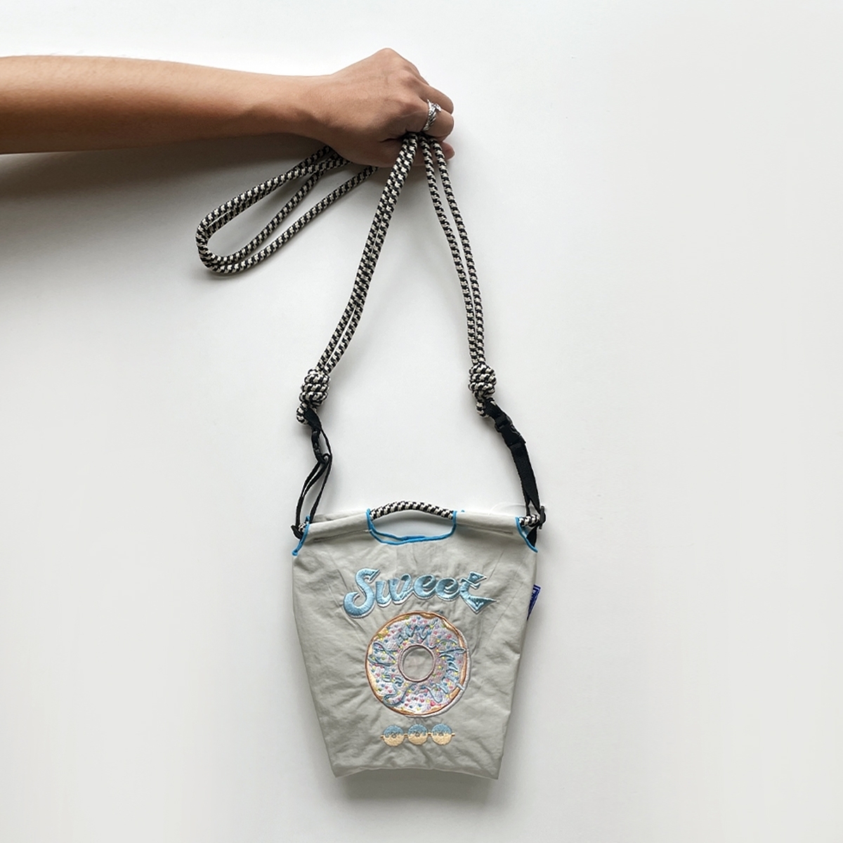 Ball＆Chain 刺繡環保購物袋 S號 - 灰白 (30123127)