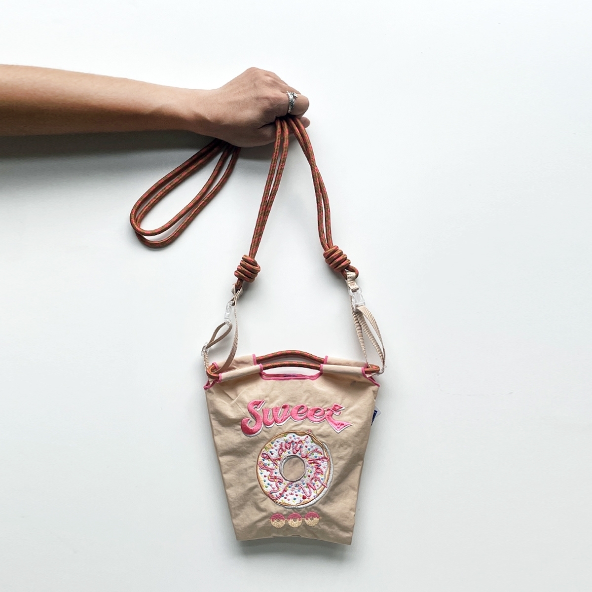 Ball＆Chain 刺繡環保購物袋 S號 - 淺褐 (30123103)