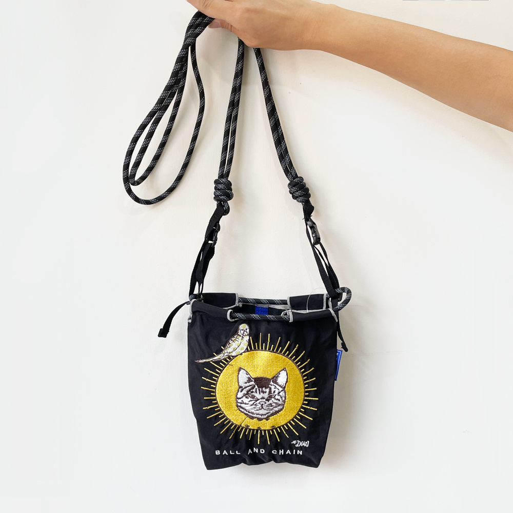 Ball＆Chain 刺繡環保購物袋 S號 - 黑 (31300101)