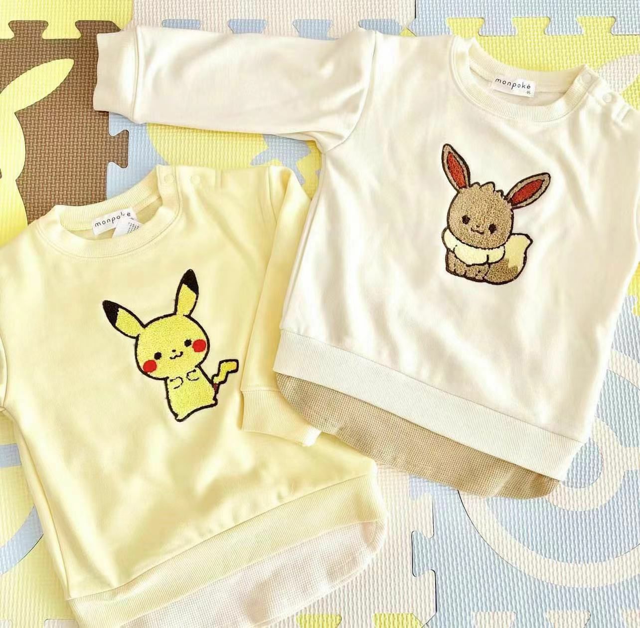 廠單 Monpoke🩵假兩件Waffle拼接衛衣