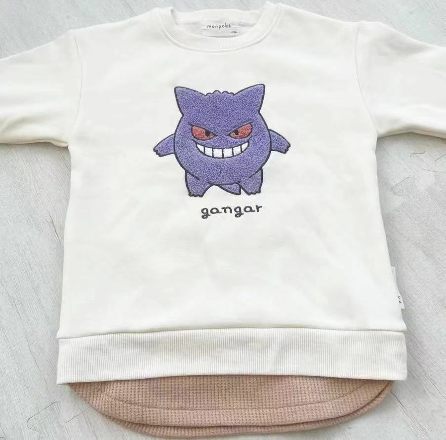 廠單 Monpoke🩵假兩件Waffle拼接衛衣