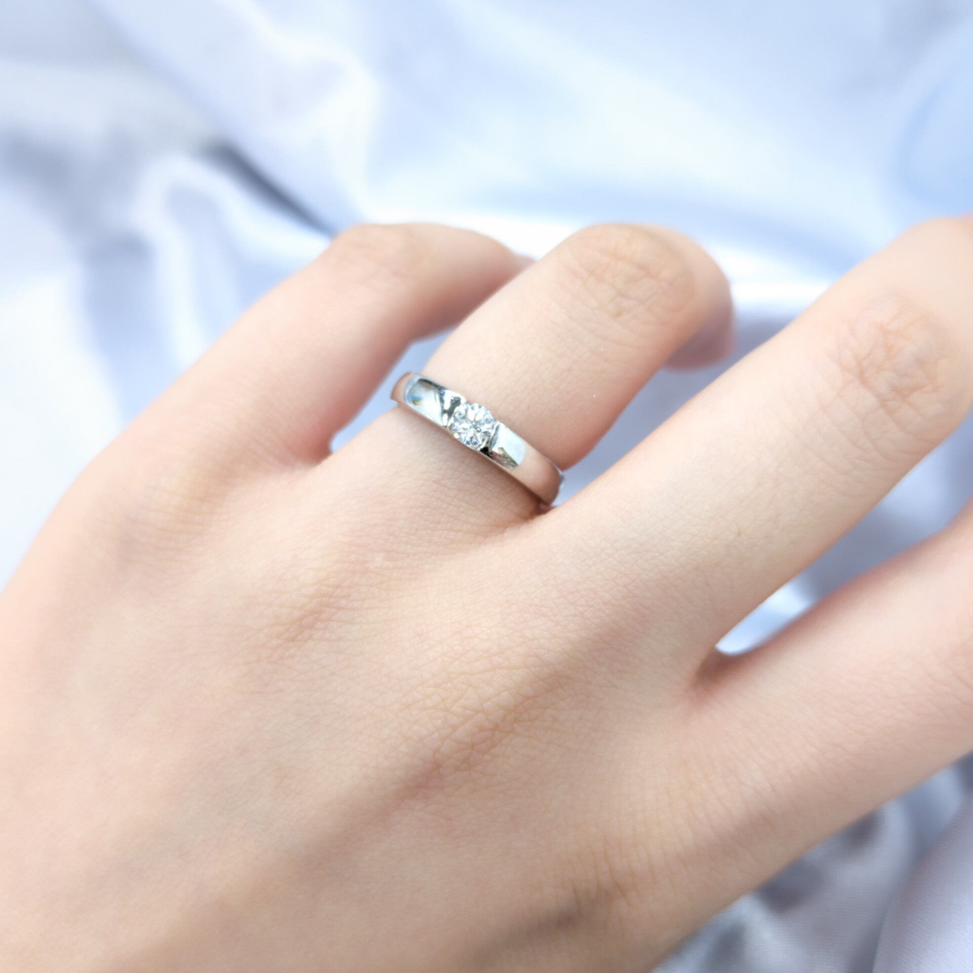 全新18K白金【單粒15份鑽石】戒指