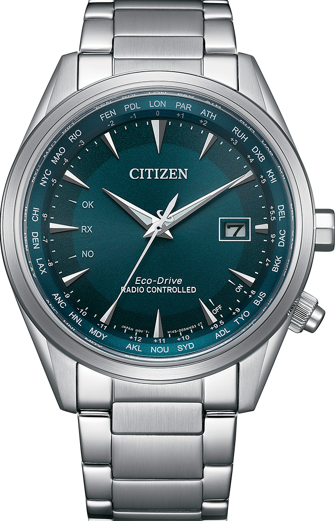 萬年鐘錶 - Citizen 星辰錶  大自然綠意面盤不鏽鋼電波對時男錶  CB0270-87L  錶徑43MM