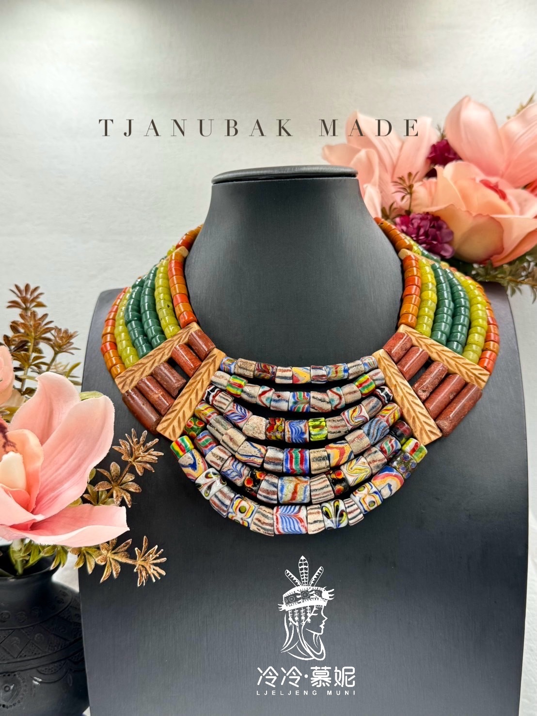 W-No.20傳統花珠七排複串短鍊45cm