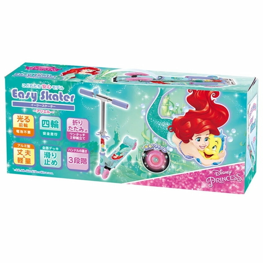 日本 Easy Skater Disney Princess 可摺合閃燈滑板車 - Ariel