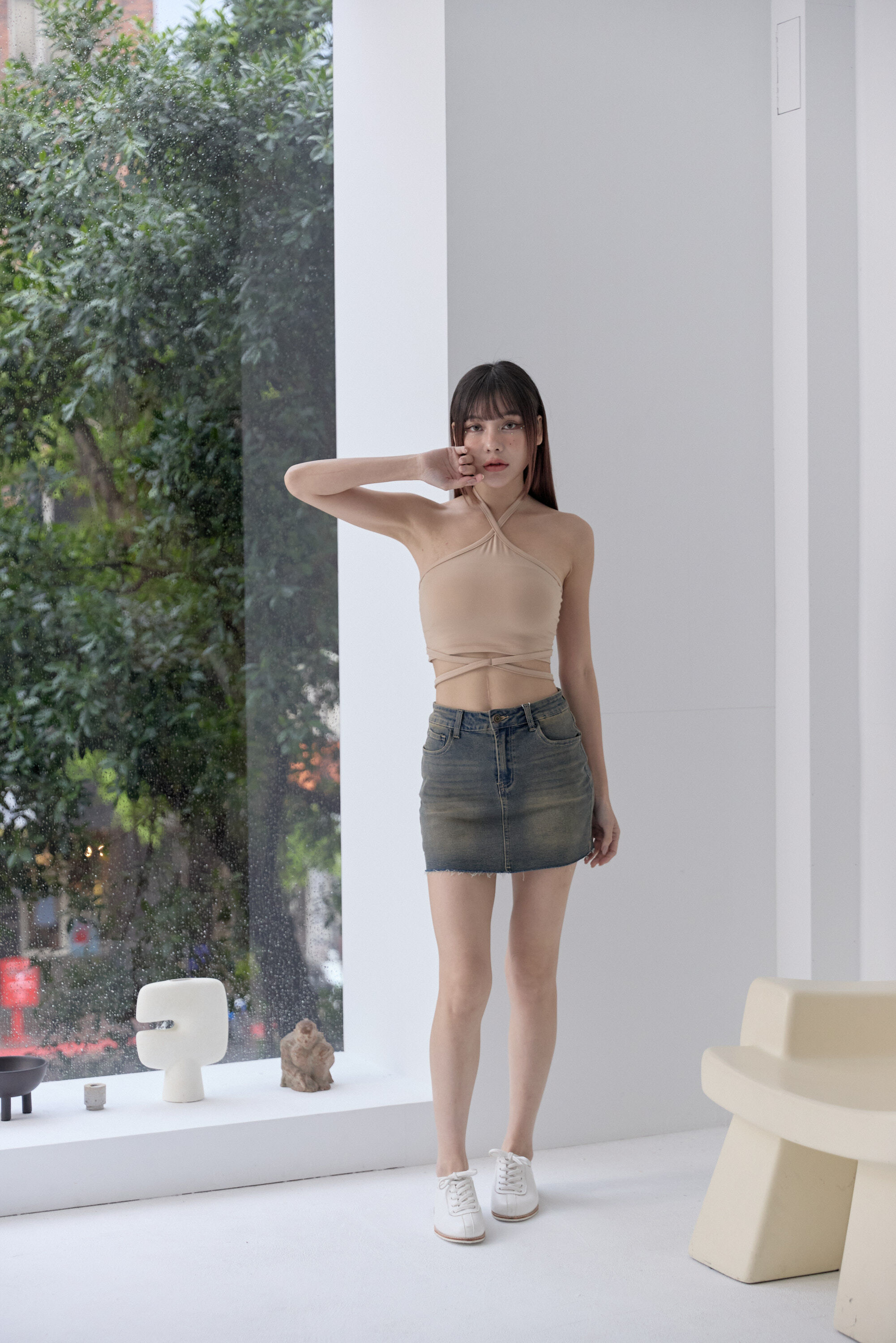 『最後現貨』guten made/極彈復古刷色牛仔褲裙