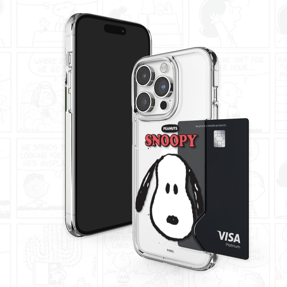 Snoopy - Clear Card hard Case - 貼身透明插卡槽手機硬殼 TY