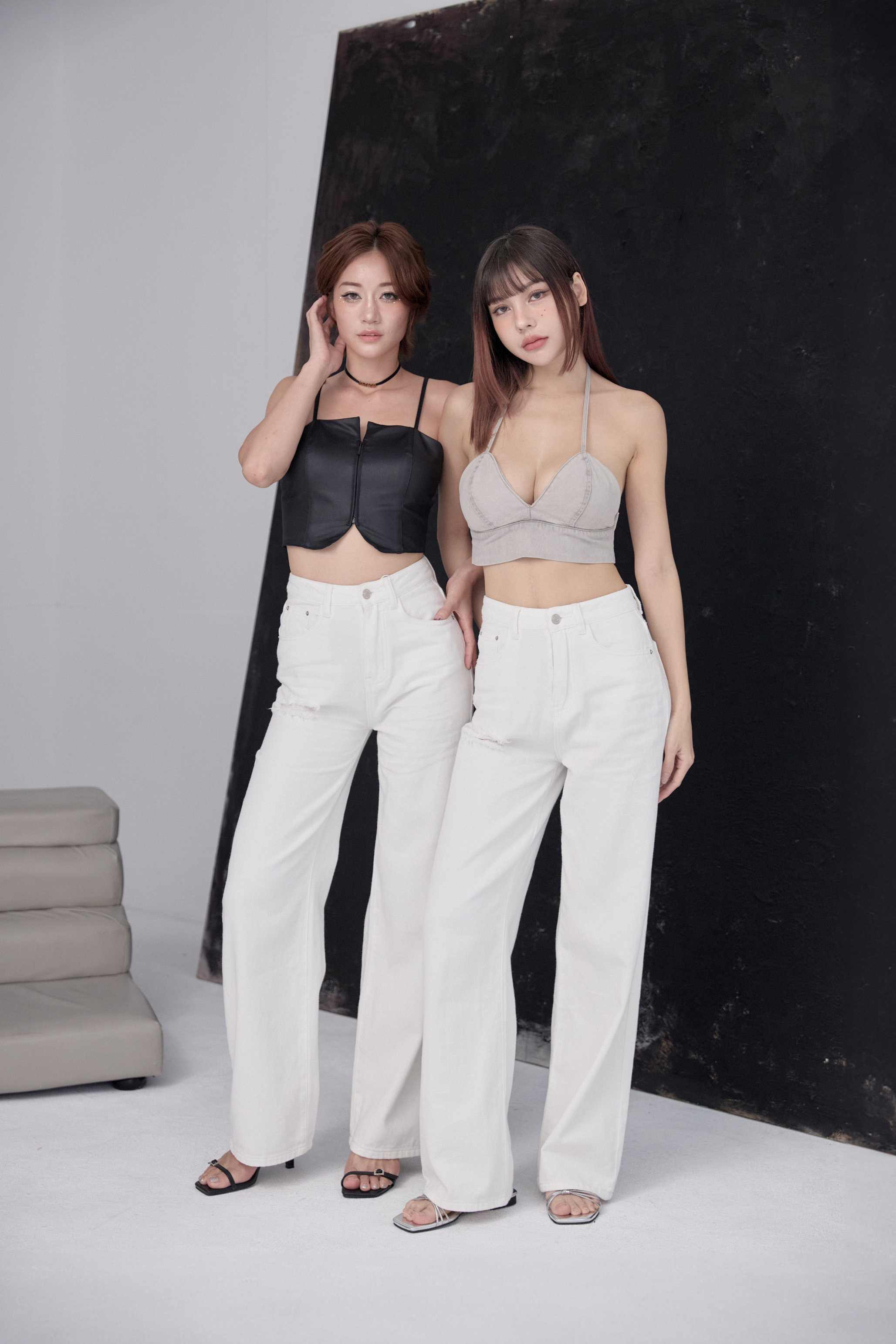 捨不得換長腿直筒白褲