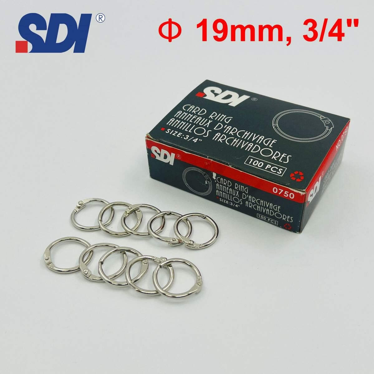 SDI - 台灣手牌 3/4寸活頁鐵圈 (10個裝) #0750