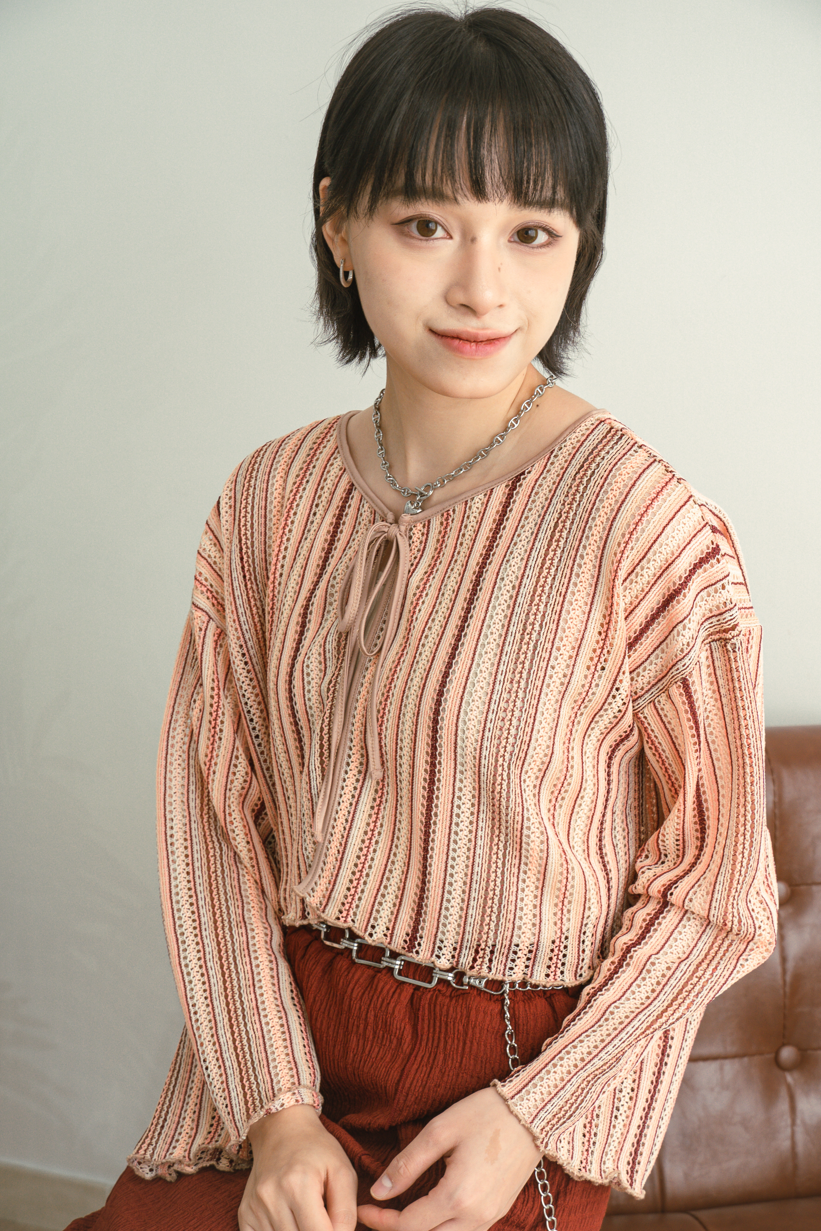 民族風彩條罩衣 - 10219