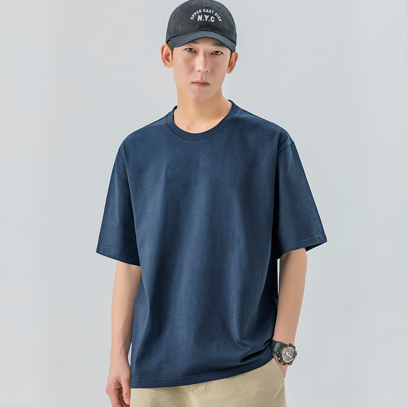 Loose casual short sleeve T-shirt (M-3XL navy blue) (contact customer service to confirm the shipping size after placing an order)